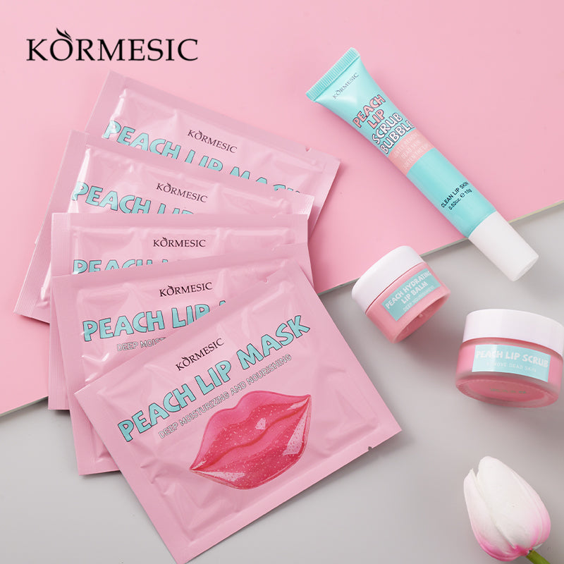 KORMESIC Peach Lip Care Set – Hydrating Lip Balm & Deep Nourishing Lip Treatment for Soft, Smooth, Moisturized Lips with Peach Extract for Daily Lip Repair and Care
