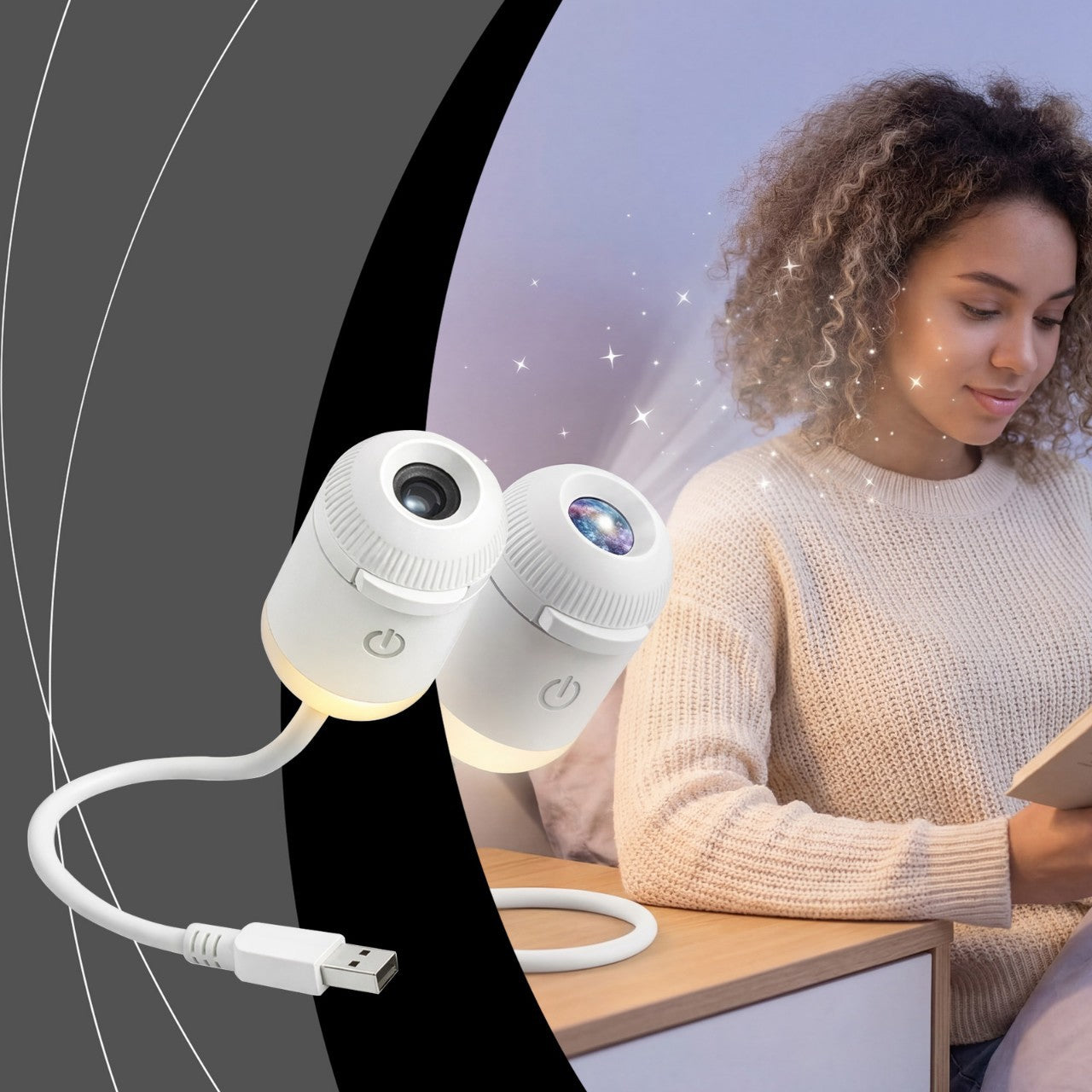USB Starry Sky Projector Night Light – Galaxy Ambient Lamp for Bedroom, Nursery & Relaxing Mood Lighting