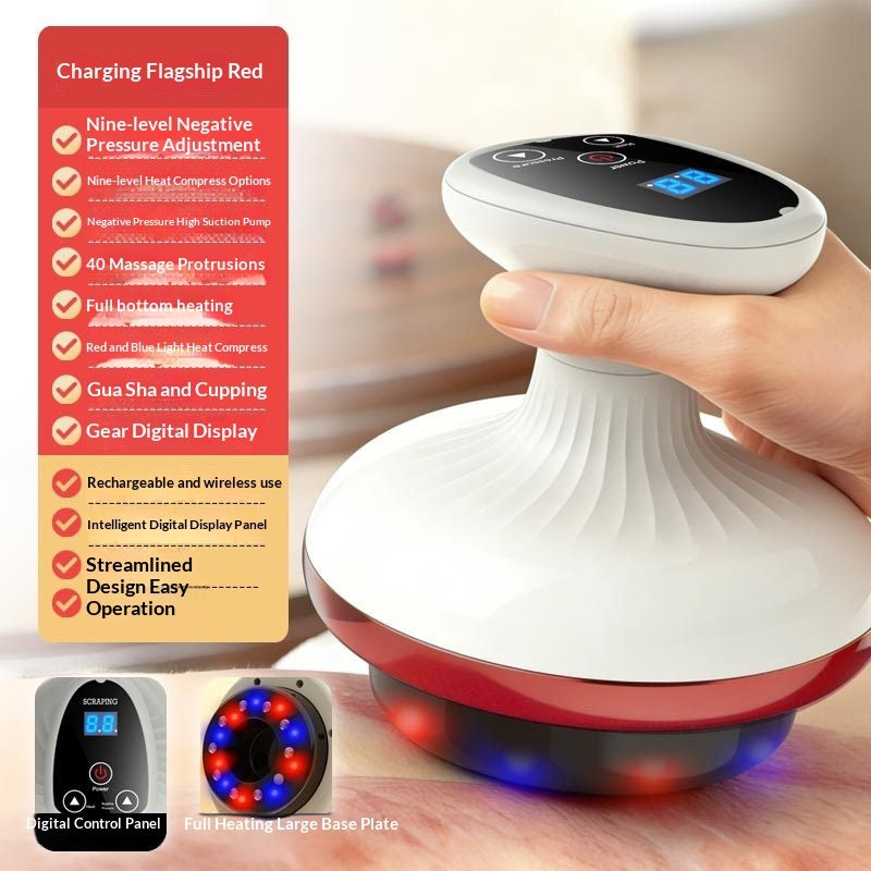Electric Gua Sha Massager & Cupping Device – Heated Meridian Scraping Tool for Body, Abdomen & Muscle Relaxation