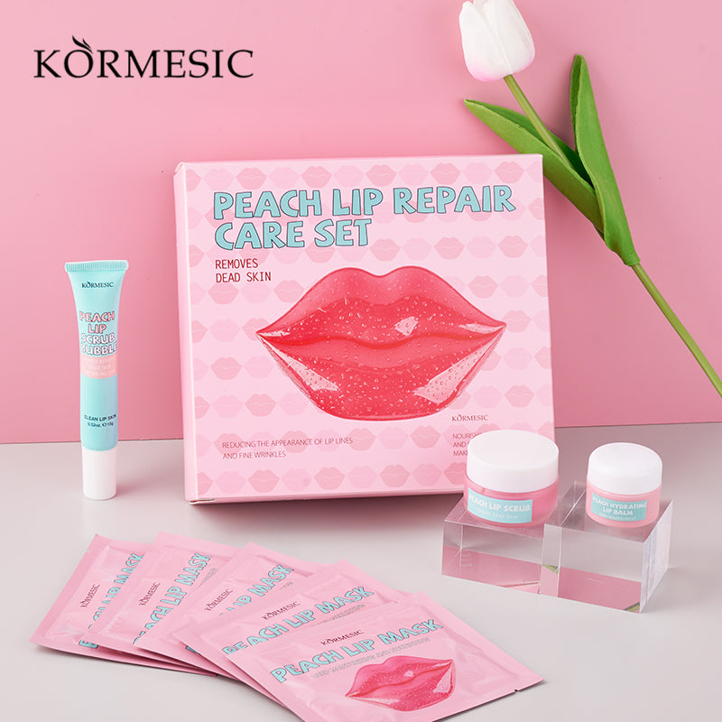 KORMESIC Peach Lip Care Set – Hydrating Lip Balm & Deep Nourishing Lip Treatment for Soft, Smooth, Moisturized Lips with Peach Extract for Daily Lip Repair and Care