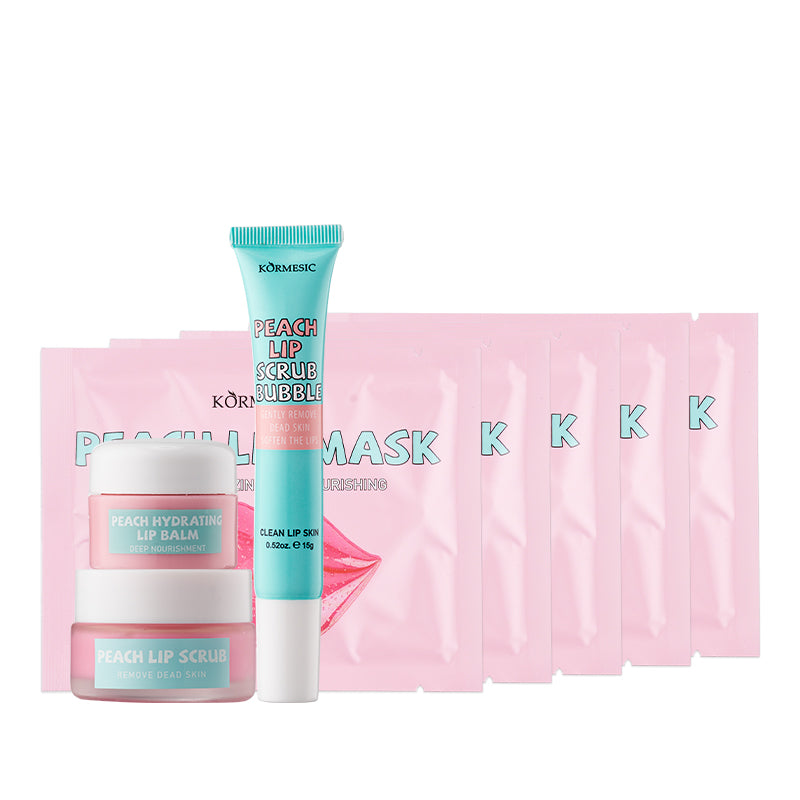 KORMESIC Peach Lip Care Set – Hydrating Lip Balm & Deep Nourishing Lip Treatment for Soft, Smooth, Moisturized Lips with Peach Extract for Daily Lip Repair and Care