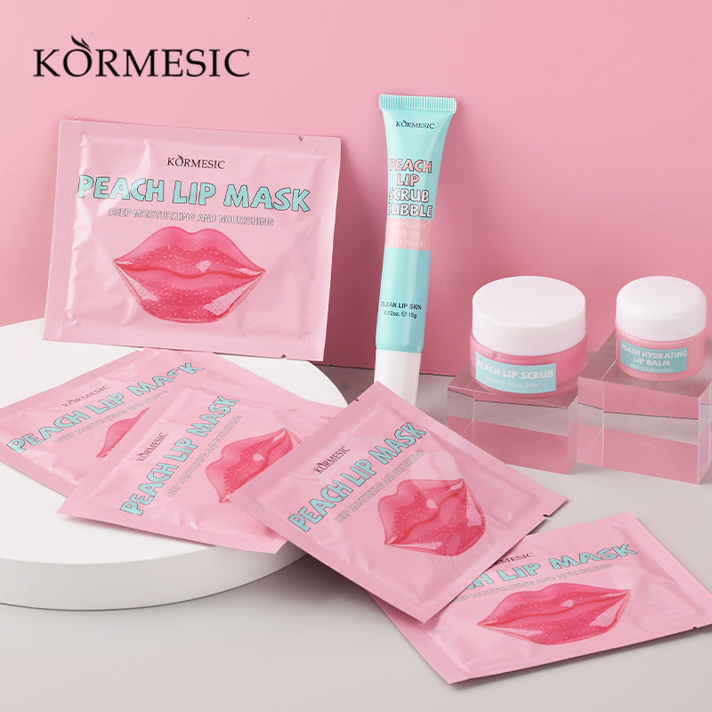 KORMESIC Peach Lip Care Set – Hydrating Lip Balm & Deep Nourishing Lip Treatment for Soft, Smooth, Moisturized Lips with Peach Extract for Daily Lip Repair and Care