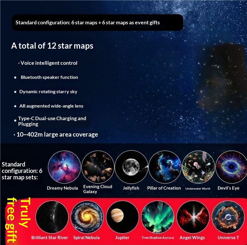USB Starry Sky Projector Night Light – Galaxy Ambient Lamp for Bedroom, Nursery & Relaxing Mood Lighting
